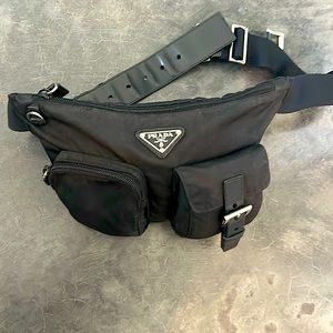Prada belt vela sport waist Fanny pack leather/nylon crossbody